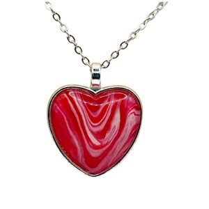 Heart Shaped Red and White Necklace